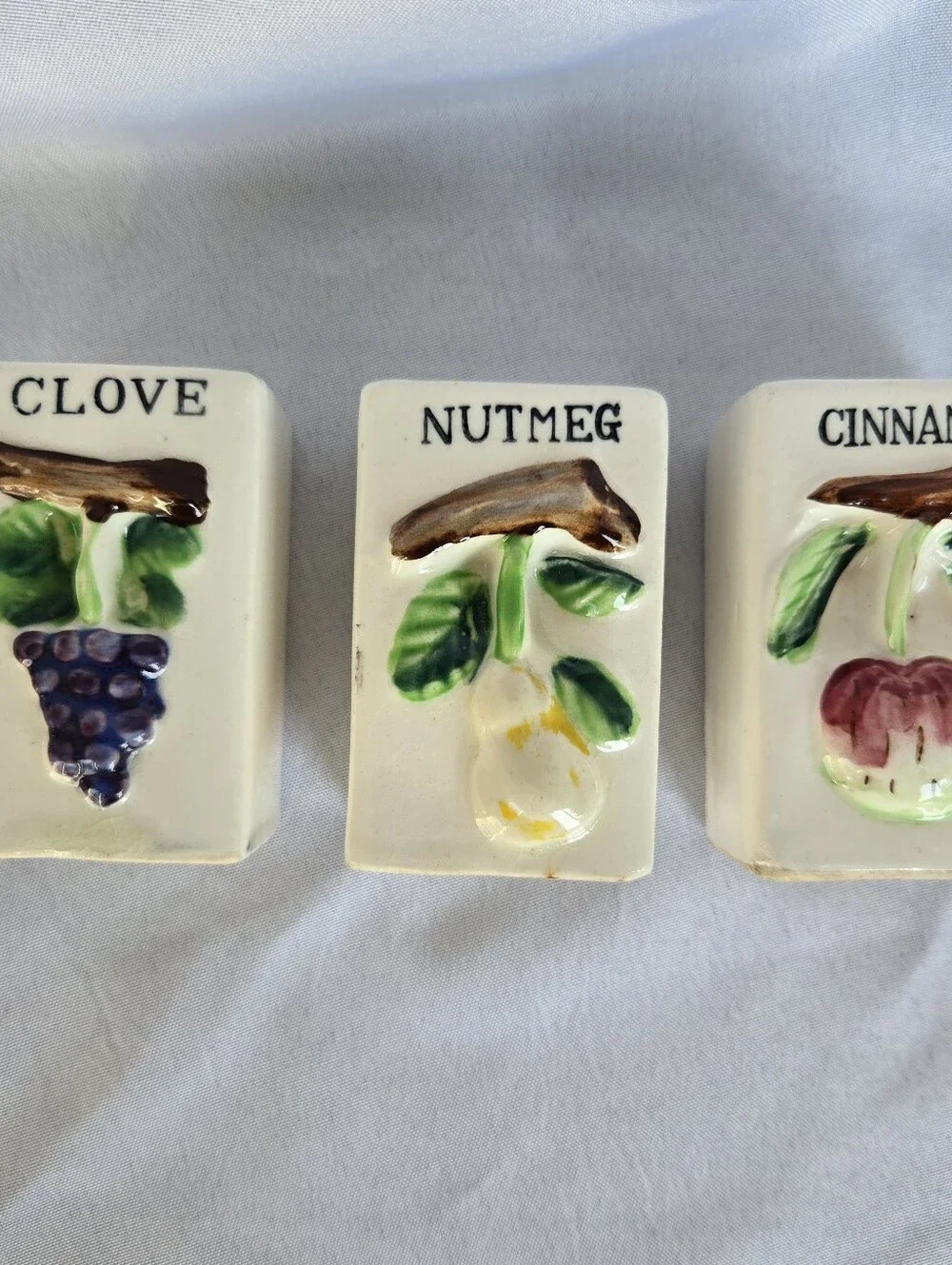 Vintage Ceramic Spice Shakers Set of 3 Clove Nutmeg Cinnamon Japan